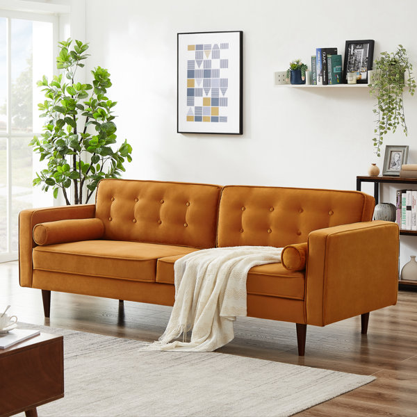 Mid century modern on sale velvet sofa